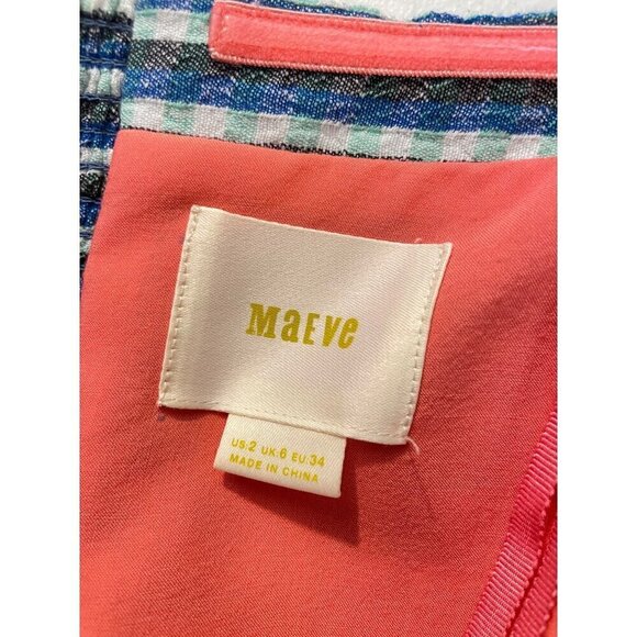 Anthropologie Maeve Waverly Multicolor Plaid One Shoulder Midi Dress US 2 - Picture 5 of 5